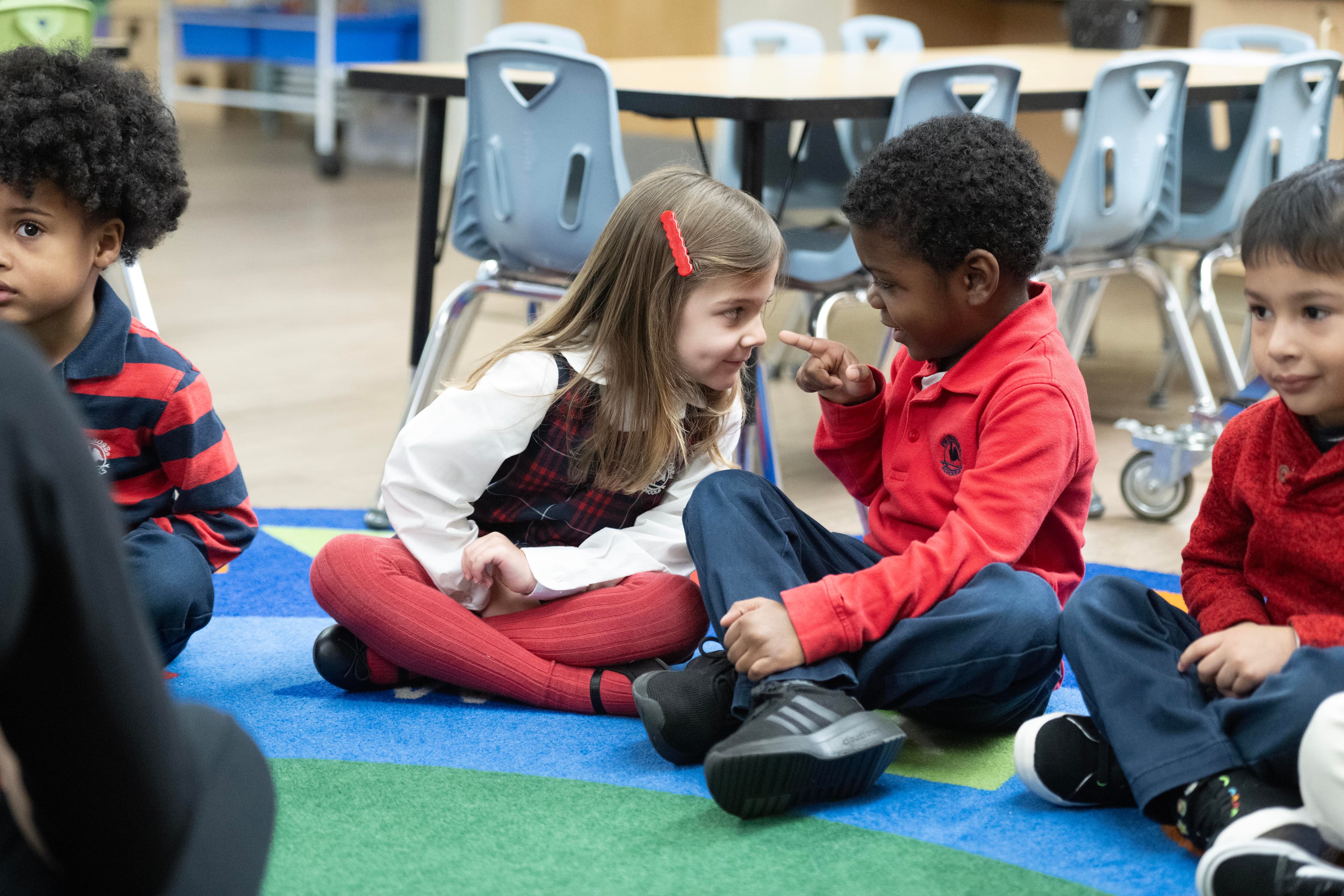 children playing in a classroom