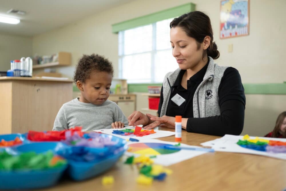preschooler doing arts & crafts
