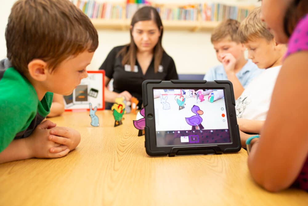 children completing STEM activity